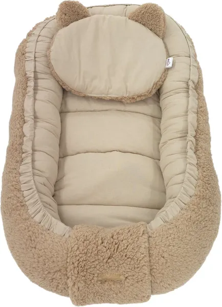 Soosie - Baby Nestje - Babynestje - Zacht en Veilig - Bruin Teddy Katoen en Bruin Katoen