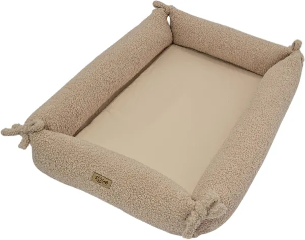 Soosie 3-in-1 Babynestje – Speelmat & Verzorgingsmat – Bruin – Teddy Bounce stof