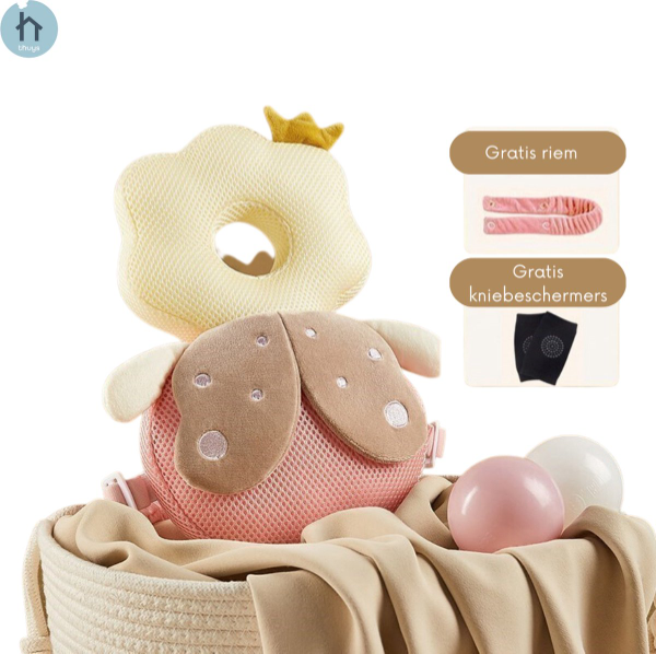 Thuys Baby Valrugzak - Babykussen - 3D Ademend voor de Zomer - Looptrainer Baby - Hoofdbeschermers - Inclusief Veiligheidsriem en Kniebeschermers Roze / Wit kopen | Baby / Geboorte