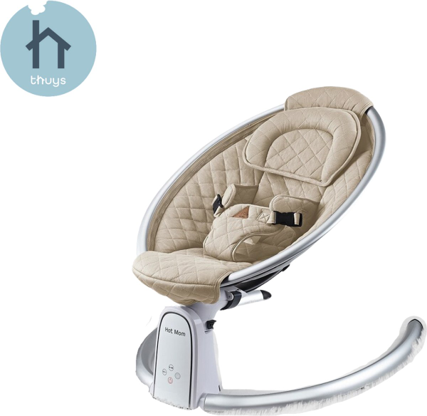 Thuys Premium Elektrische Wipstoel - Verstelbaar - Baby schommelstoel - Bluetooth Verbinding voor Muziek - Babyswing - Lichtbruin - Perfect voor je kopen | Baby Geboorte