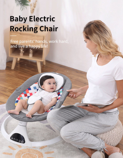 Tissy® Elektrisch Wipstoel - Baby Schommelstoel - Elektrische Babyschommel - Babyswing - Wipstoeltjes voor met Klamboe Bluetooth muziek Grijs kopen | Baby / Geboorte