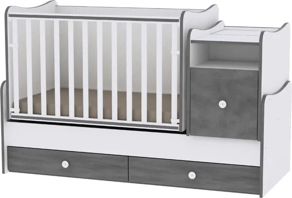 Trend Plus Lorelli combi ledikant 5 in 1 met schommel functie white+vintage gray