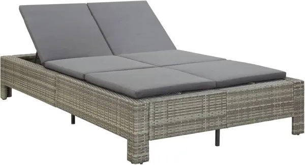 Tweepersoons zonnebed van polyrotan - 220 x 130 cm - Comfortabele ligstoel voor tuin en balkon