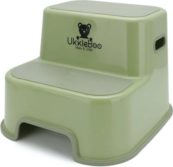UkkieBoo Opstapje - Antislip Krukje voor keuken, WC en badkamer - Max 100kg - Groen