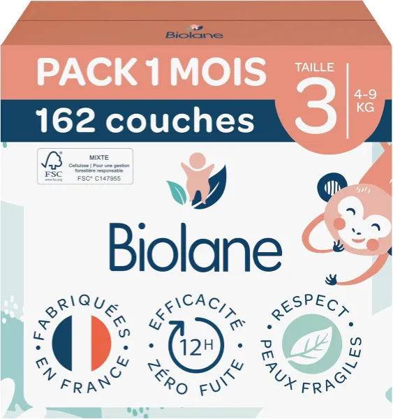 Ultra-absorberende luiers maat 3 voor gevoelige huid - 12 uur droog - 162 stuks