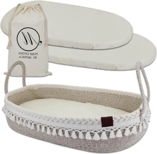 Verschoonmand met 2 Extra Waterdichte Hoeslakens - Biologisch Katoen - Kraamcadeau voor Babyshower verschoonmand