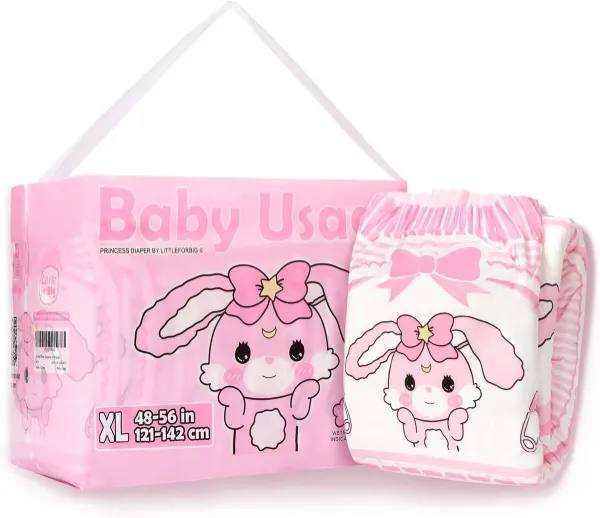 Volwassen Bedrukte Luier - Baby Usagi - Extra Large (121-142 CM) - 10 Stuks