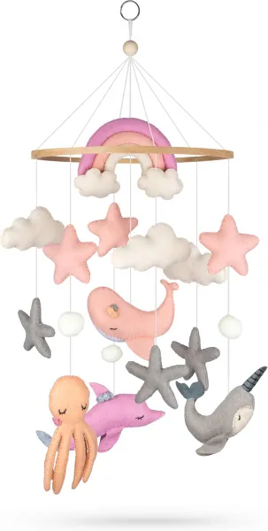 demonstratie marge wat betreft Wavy Dreams - Boxmobiel - Dieren Mobiel Babykamer - Mobiel Baby -  Kraamcadeau - Baby Cadeau Meisje - Pink Dolphin kopen | Baby / Geboorte