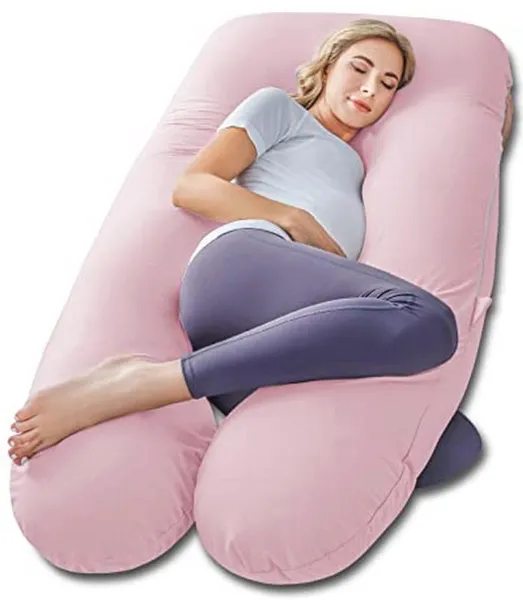 Zwangerschapskussen U-vormig voor comfortabel slapen, met verkoelende jersey hoes, perfect voor zwangere vrouwen