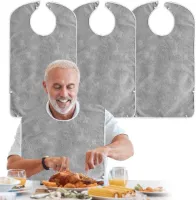 **Waterdichte slabbetjes set voor volwassenen - 3 stuks met klittenbandsluiting - herbruikbare badstof slabbetjes voor mannen, vrouwen, ouderen en gehandicapten**