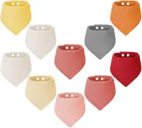 10 stuks slabbetjes baby absorberende driehoekige doek, vier verdiepingen, zachte en absorberende mousseline halsdoek, met verstelbare drukknop, voor jongens, meisjes, uniseks