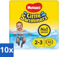 10 x Huggies Little Swimmers maat 2-3 (3-8 kg) 12 stuks per verpakking - Disney - Waterpret - Anti-lek - Rekbaar - Hersluitbaar