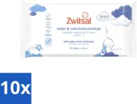 10 x Zwitsal 0% Parfum - Babyverzorging - Babydoekjes Water & Care - 75 Doekjes - Hypoallergeen - Biologisch Afbreekbaar - Plasticvrij