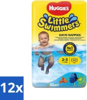 12 x Huggies Little Swimmers maat 2-3 (3-8 kg) 12 stuks per verpakking - Zwemluiers - Badluiers - Zwembroekjes - Babyzwemmen - Huggies