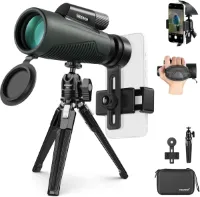 12x50 ED Monoculaire Telescoop met Telefoonclip en Statief - Waterdicht en Schokbestendig voor Dieren in het Wild en Astronomie