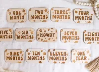 14 Houten Mijlpaalkaarten Baby - Babyshower cadeau - Kraamcadeau Jongen en meisje - milestone cards