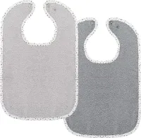 2 Stuks Extra Grote Slabben 30x42cm | Extra Large Slab voor Extra Bescherming | Babybib | Verstelbaar met Drukknoopsluiting | Absorberend en Oeko-Tex Gecertificeerd - Grijs/Sterren
