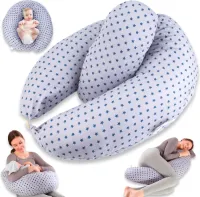 2-in-1 Voedingskussen XXL Zwangerschapskussen Zijslaapkussen voor Baby, Zwangerschapskussen met Binnenkussen en Katoenen Voedingskussenhoes