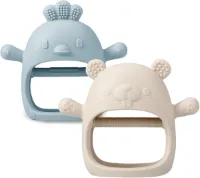 2 stuks babybijtringen, siliconen speelgoed vanaf 3 6 maanden, babytandhulp, babybijtring, grijpspeelgoed, tanden, babyhulp, kauwspeelgoed, babytheetspeelgoed (blauw-wit)