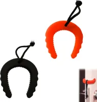 2 stuks deurkoordklembescherming, deurstoppergreep, klembescherming voor deuren, deurkrukstopper, voor deuren huisdier- en kindervingerbescherming, zwart + oranje