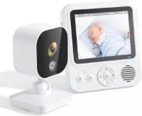 28 Inch Scherm HD Smart Wireless Video Babyfoon Camera Timer voor Borstvoeding Nachtzicht Two Way Talk voor Huilende Babyvoeding (EU-stekker 100‑240V)