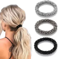 3-delige Elastische Haar Sieraden Set met Rhinestone Horsetail Houder