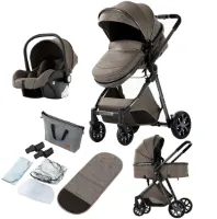 3 in 1 Wandelwagen - Kinderwagen - Draagbare - Jogging buggy - Runner - Lichtgewicht - Baby kinderwagen - Reiskinderwagen voor pasgeboren baby - Hoog landschap - 3 stuks Buggy Kinderwagen - Chocolade