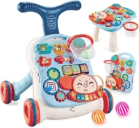 3-in-1 loophulp voor kinderen, speelplateau, early learning, rubberen wielen, speelgoed voor baby