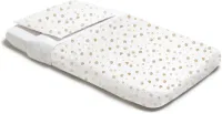 4-delige Wieg Beddengoedset – 100% Katoen – Hoeslaken 83x50 + Dekbedovertrek + Kussensloop + Dekbed – Wit met Gouden Hartjes Motief | Perfect Kado