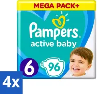 4 x Pampers - Active Baby - Luiers - Maat 6 (13-18 kg) - Extra Groot - 96 Luiers - Pampers Luiers - Baby Luiers - Luiers Maat 6 - Luiers Voor Actieve Baby