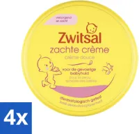 4 x Zwitsal - Zachte Crème - Babyverzorging - Huidvriendelijke pH - Hydraterend - 200 ml - Babycreme - Zachte Crème - Babyhuid - Hydratatie - Vitamine E
