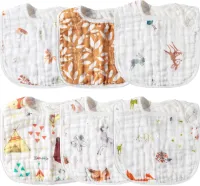 6 stuks babyslabbetjes met verstelbare drukknopen, slabbetjes om te voeden, voor jongens en meisjes, biologisch katoen, afwasbaar, waterdicht, kinderslabbetjes, Meerkleurig