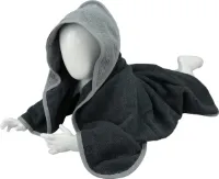 ARTG® Babiezz - Babycape - Baby Badcape - Kraamkado - 75 x 75 cm - Donker Grijs / Licht Grijze Capuchon en Rand - 100% Katoen  - GRAPHITE / ANTHRACITE GREY