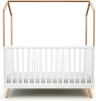 AT4 - Omvormbaar babyhutbedje CONFORT in hout Wit en Beuken 70 x 140 cm