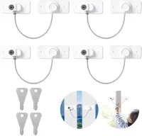 AiQInu 4-pack kindersloten met sleutel, koelkastslot zonder boren, kindersloten met lijm of schroef, kinderslot voor koelkasten, kasten, laden en ramen
