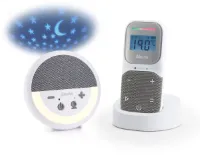 Alecto Babyfoon - Full Eco DECT Audio Babyfoon - Projector met Nachtlampje en Slaapliedjes - DBX150 - Wit/Grijs