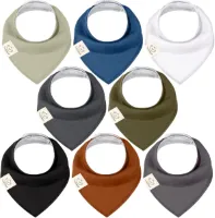 Allecto Plus - 8 Stuks Driehoeksdoek Bandana Slabbetjes voor Baby Jongen en Meisje - Super Absorberende Halsdoek, Unisex - Praktisch en Comfortabel