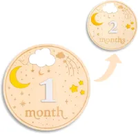 Allecto Plus - Baby Maandelijkse Teken 16cm Houten Baby Milestone Bordjes Cadeau Ouders Babyshower 1-12 Maanden Baby Nieuwgeboren Foto Props