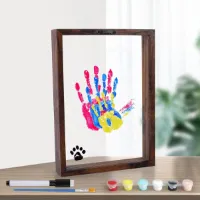 Allecto Plus - Familiehandafdrukkit voor DIY Handafdruk op Houten Frame - Cadeau voor Nieuwe Ouders - Met Verf en 6 Kleuren - Familie, Kinderen, Koppels, Vrienden - Leuk na de Geboorte