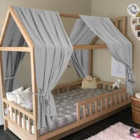 Allecto Plus - Prinsessen Bedhemel Set van 2 - Biologisch Katoen - Meisjes Jongens - Kinderkamer Accessoires - Grijs