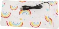 Allecto Plus - USB Flessenwarmer voor op Reis - Melkfles Verwarmer - Katoenen Hoes (Regenboogpatroon) 13 cm x 28 cm