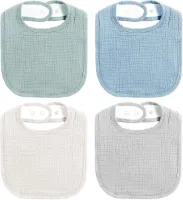 Allecto Premium - 4-Delige Set Bandana Kwijlslabbetjes van Mousseline - Stijlvolle Uniseks Slabbetjes voor Baby