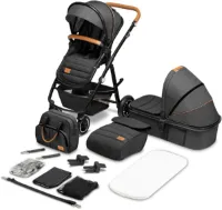 Amber 2in1 - Combi Kinderwagen - Complete Set: Reiswieg En Buggy - Vanaf Geboorte Tot 4 Jaar (Tot 22kg) - Pompbare Gelagerde Wielen - Draaibare Wielen - Comfortabel Matras - Luiertas Regenhoes