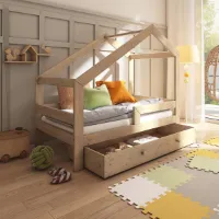 Asymmetrisch Huisbed 80 x 160 cm met Lade en Valbeveiliging