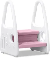 Aufun 2 stappen opstapkrukje, Opstapkrukje voor kinderen, Perfect voor kinderkamer, keuken, badkamer of peutertoilet training, Roze
