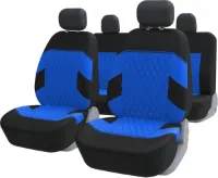 Autostoelhoezen universele set blauw - autostoelhoezen complete set - autostoelbeschermers/beschermhoezen universeel passende auto, 2 voorstoelhoezen, 1 achterbankhoes
