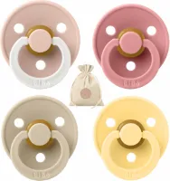 BIBS fopspenen - T1 -Dusty Pink, Pale Butter, Vanilla, Glow Blush -0-6 maanden - spenen - speen - fopspeen - BolleToet speenzakje