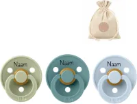 BIBS fopspenen met naam | T2 | Sage, Island sea, Baby blue | 6-18 maanden | spenen | speen | fopspeen | BolleToet speenzakje