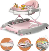 BRONEA® Loopstoeltje baby 4-in-1 | Babywalker met schommelfunctie en speelpaneel met muziek | In hoogte verstelbaar en opvouwbaar | Loopstoel met stille wielen en remmen