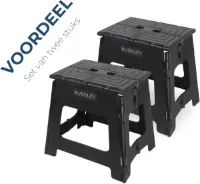 BUDDLEY - Opstapje Inklapbaar Zwart XL (SET) - Inklapbaar Krukje TWEE- Opvouwbaar Krukje – Inklapbaar Opstapje – Opstapkruk - Keukentrapje - Opvouwbaar Krukje Camping - Opstapje volwassenen - Kind - K